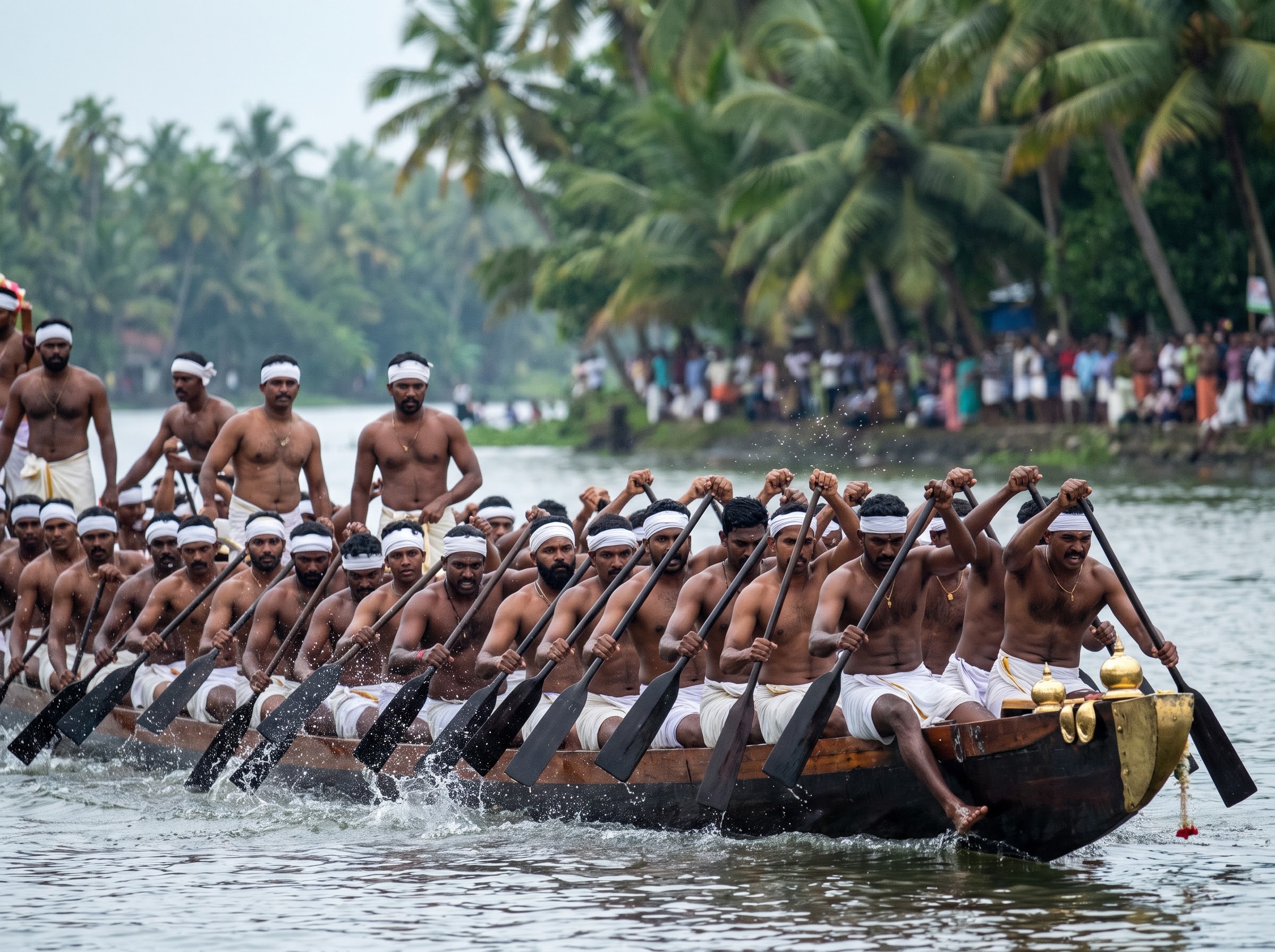 People rowing Chundan Vallam - Nehru Trophy Boat Race